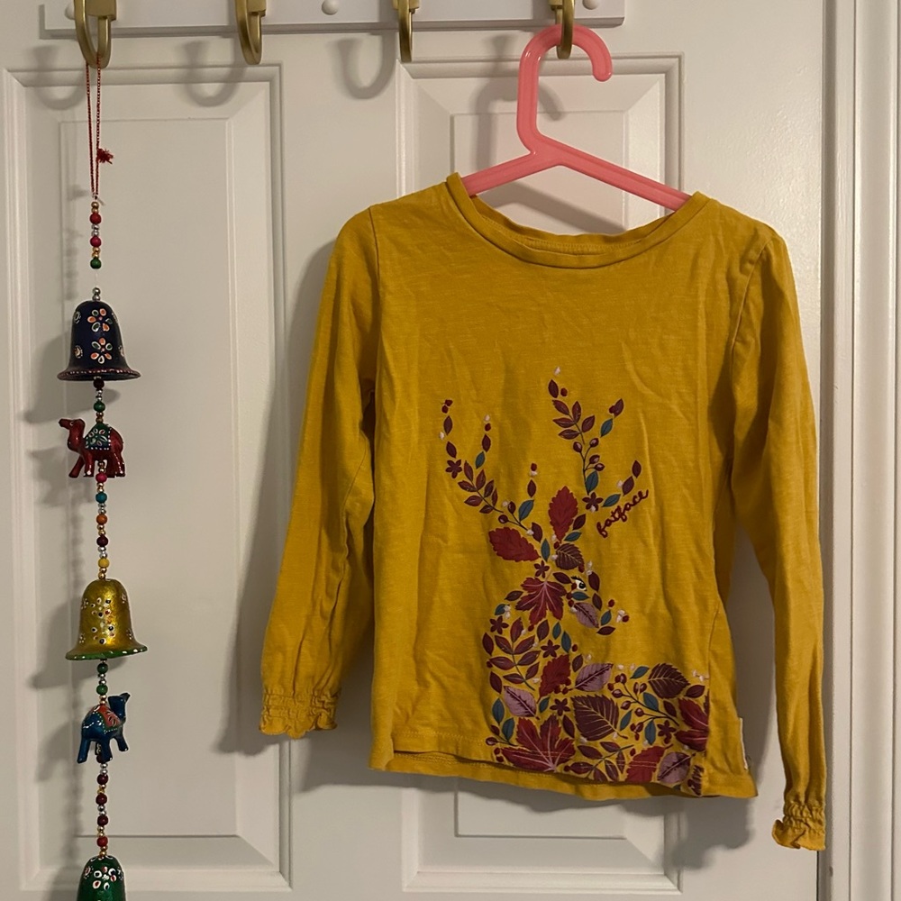 Fat Face- Girl’s Long Sleeve Deer Mosaic Top